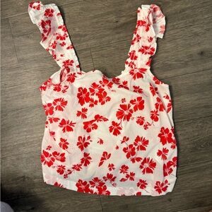 J. Crew Red Floral Blouse